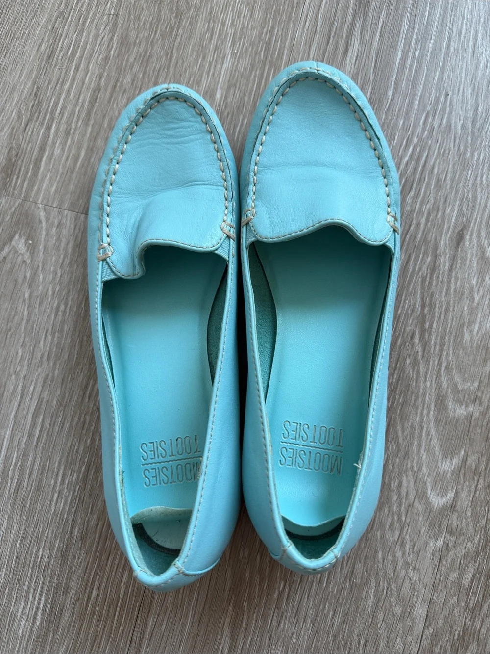 Mootsies Tootsies Turquoise Leather Moccasin Flats